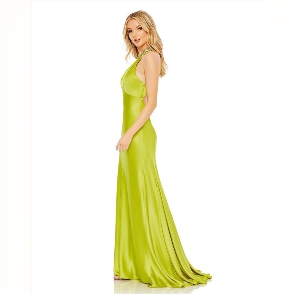 Mac Duggal 68063 NWT Gracious Halter Neckline Mermaid Slit Dress - Picture 5 of 9